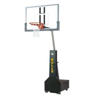 Bison Club Court Portable Basketball System - Glass Backboard